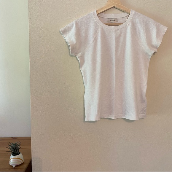 Madewell Tops - Madewell Westville Raglan Tshirt - textured white cotton, size M
